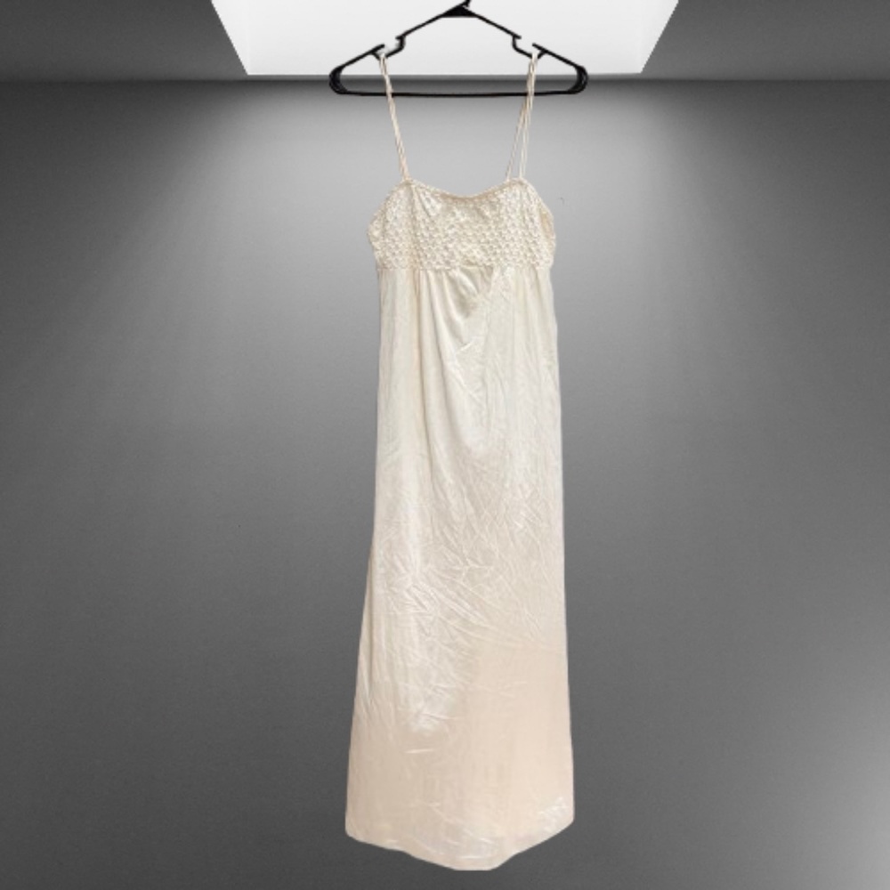 Vintage Kayser Enkalure Nylon Long Nightgown Ivory RN14596 Large‎